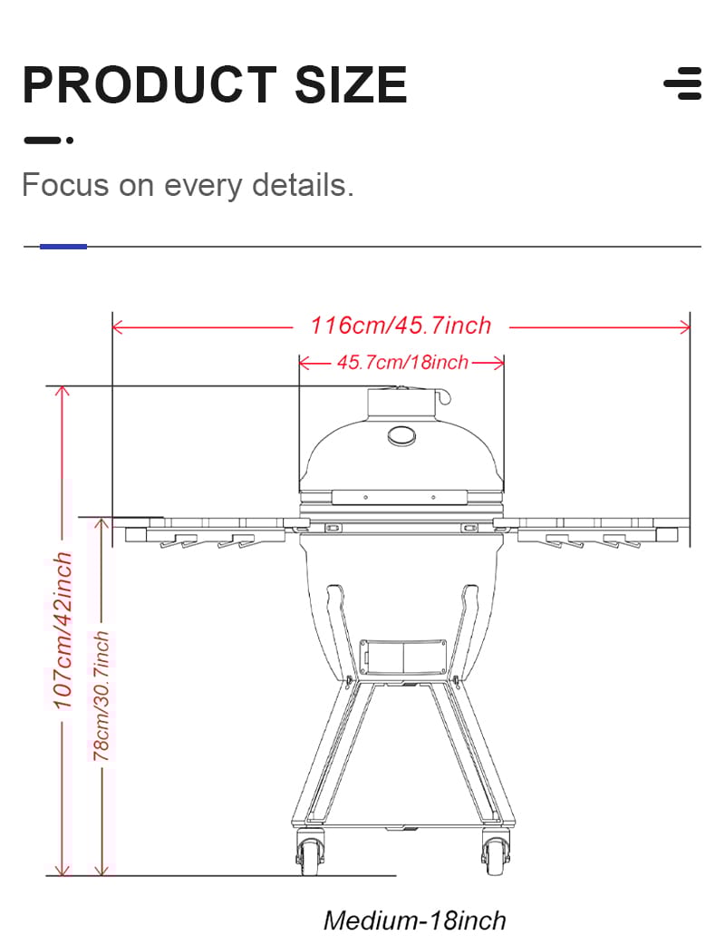 مشوى كامادو 18 إنش - Kamado Grill Medium 18 In