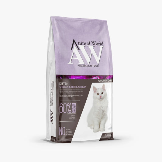 AW أكل القطط التركي بالدجاج والسلمون 1.5 - PREMIUM AW KITTEN CHCKEN & SALMON & SHRIMP