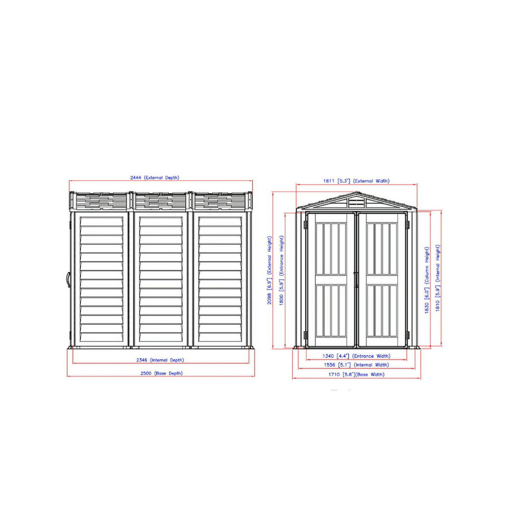 مخزن أدوات حديقة كبير مقاوم للعوامل الجوية - YardMate Pent Plus Storage Shed Large Size