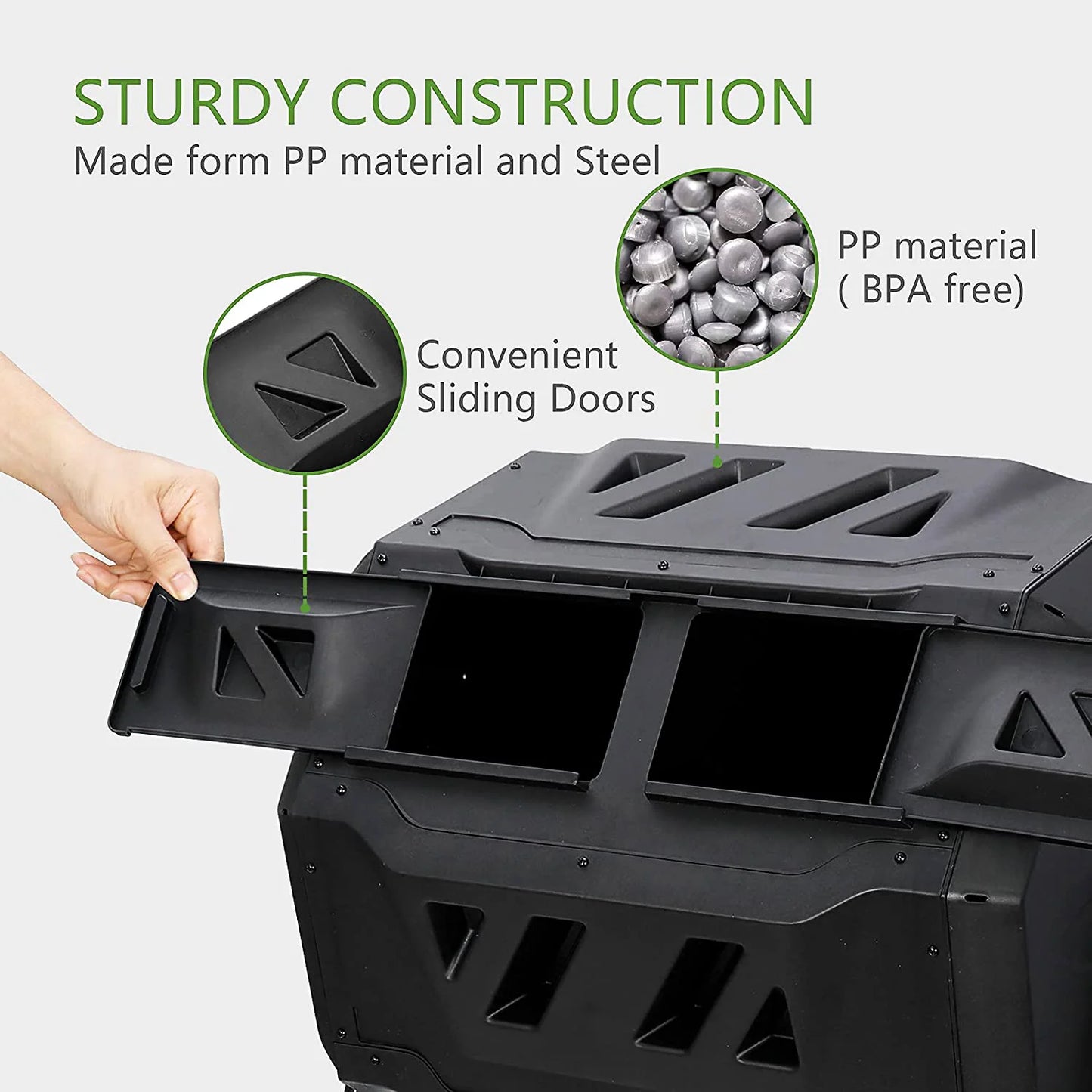 برميل كومبوست 165 لتر -Black Tumbling Composter Gal. 43