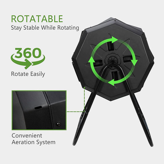برميل كومبوست 165 لتر -Black Tumbling Composter  Gal. 43