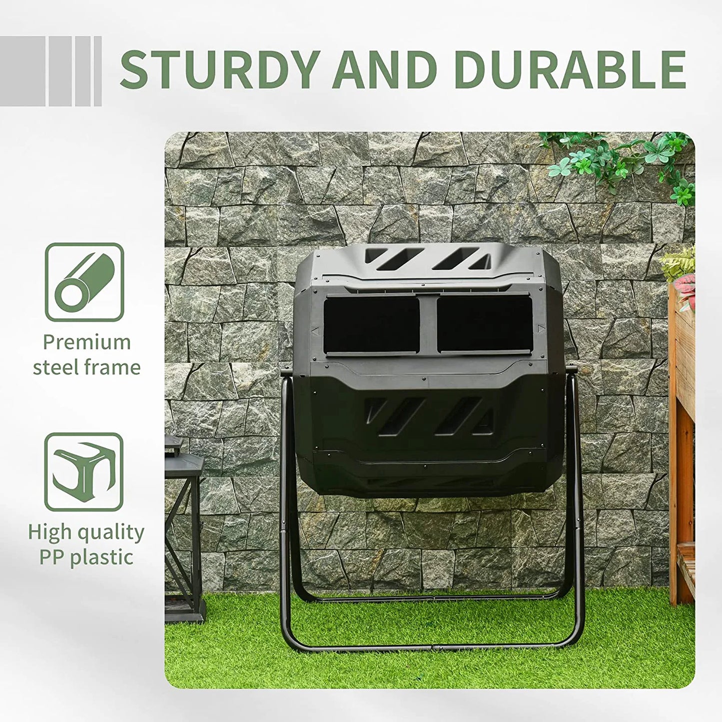 برميل كومبوست 165 لتر -Black Tumbling Composter Gal. 43
