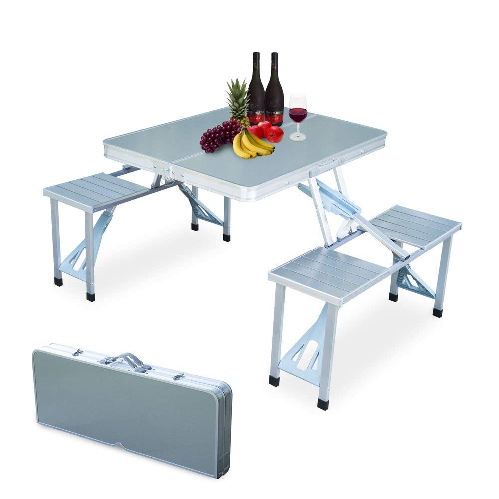 طقم طاولة وكراسي رحلات قابلة للطي من الألومنيوم - Portable Folding Picnic Table Set