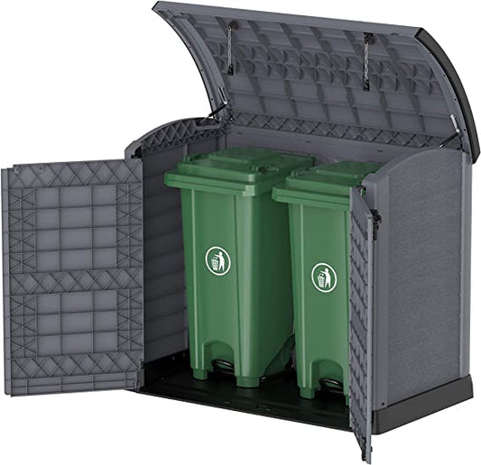 بيت صندوق نفايات بلاستيكي مزدوج بغطاء هيدروليكي - Double Waste Bin Plastic Shed