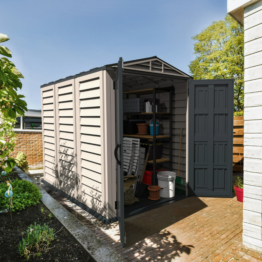 مخزن أدوات حديقة كبير مقاوم للعوامل الجوية - YardMate Pent Plus Storage Shed Large Size