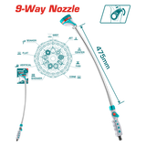 عصا رش ماء 9 حركات بطول 475مم - Total Water Wand 9-Way Nozzle 475mm