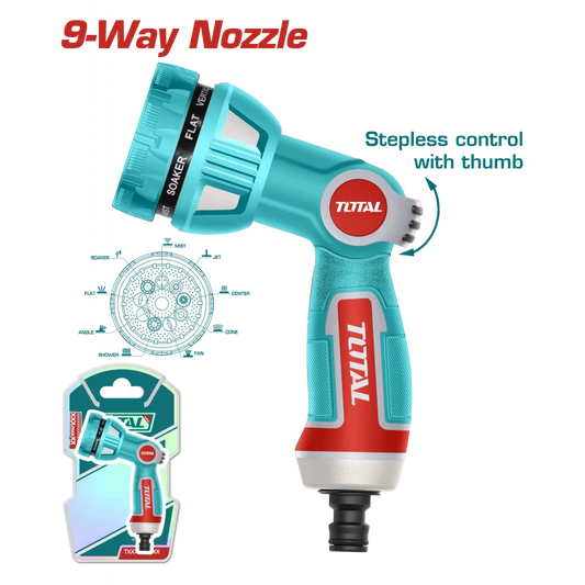 فرد رش ماء قابل للتعديل 9 حركات - Total Plastic Trigger Nozzle
