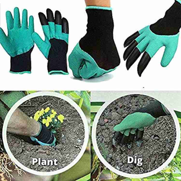 قفازات البستنة للحفر والزراعة مع 4 مخالب بلاستيكية - Garden Genie Gloves for Digging Planting With 4 ABS Plastic Claws Gardening