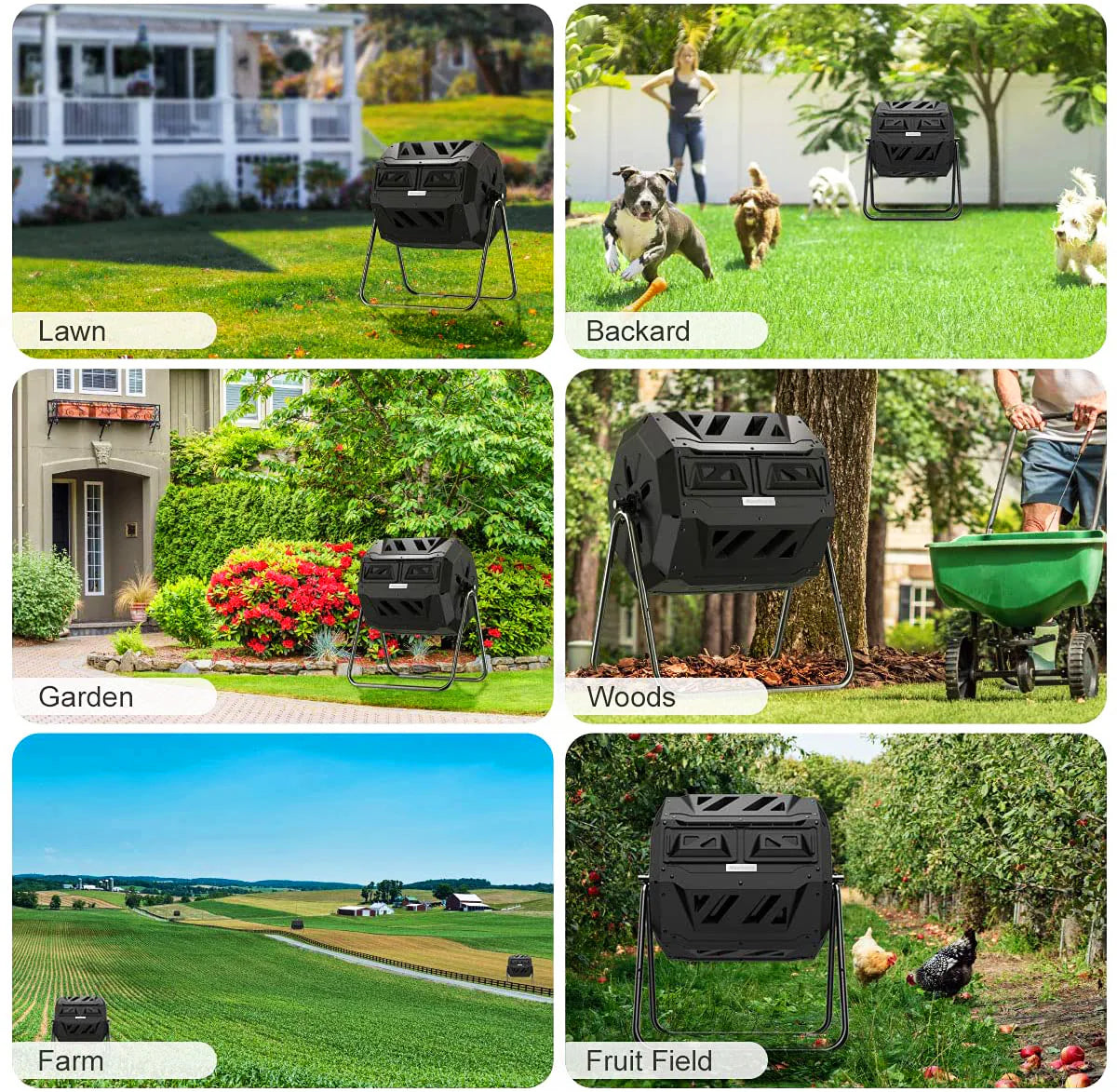 برميل كومبوست 165 لتر -Black Tumbling Composter Gal. 43