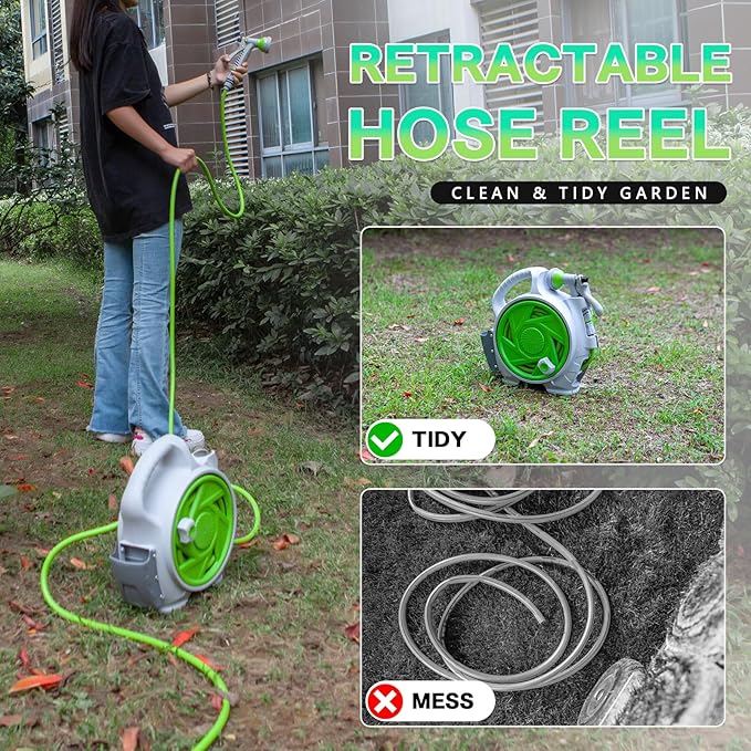 بكرة بربيش مع بربيش بطول 15 متر - Garden Mini Hose Reel 15m High Quality