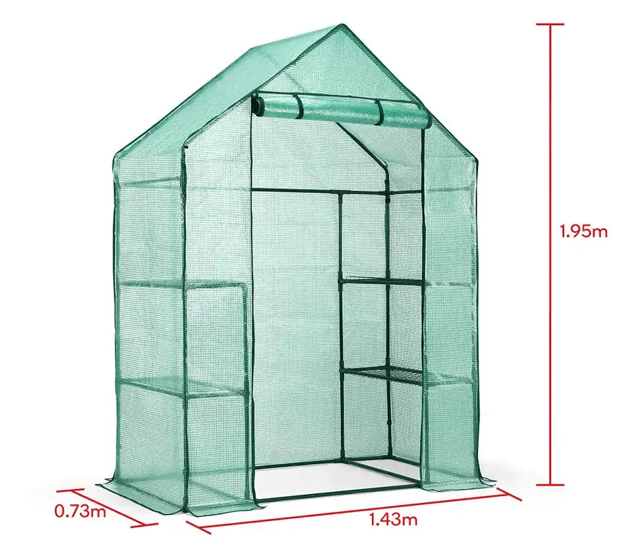 بيت بلاستيكي للحديقة صغير بأربع طبقات مع غطاء مقوى - Greenlife 4-Tier Walk-in Greenhouse with PE Cover