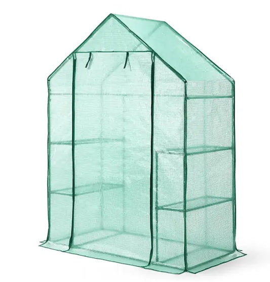 بيت بلاستيكي للحديقة صغير بأربع طبقات مع غطاء مقوى - Greenlife 4-Tier Walk-in Greenhouse with PE Cover