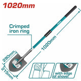 كريك مثلث مع عصا طويلة فايبرجلاس من توتال - Total Garden Steel Shovel with long Fiberglass Handle