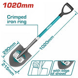 كريك مثلث مع عصا فايبرجلاس من توتال - Total Garden Steel Shovel with Fiberglass Handle