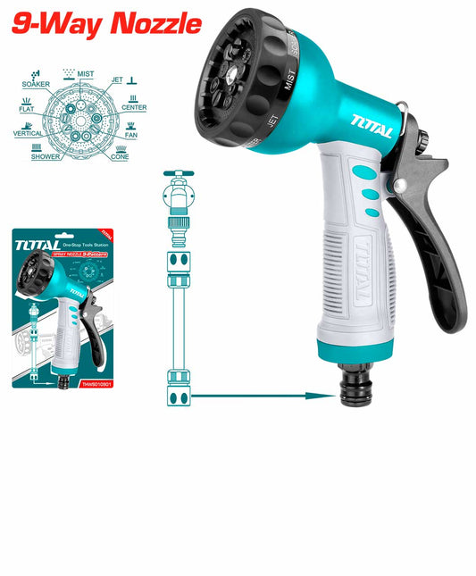 فرد رش ماء قابل للتعديل 9 حركات - Total Plastic Trigger Nozzle