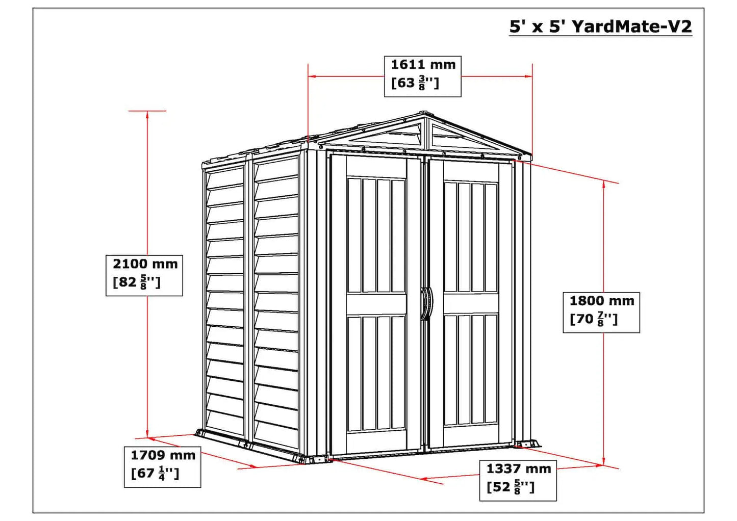 مخزن أدوات حديقة مقاوم للعوامل الجوية - YardMate Pent Plus Storage Shed