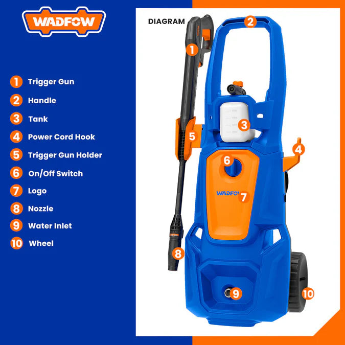 مضخة غسيل السيارات من وادفو 2200 واط - Wadfow High Pressure Washer 2200 W