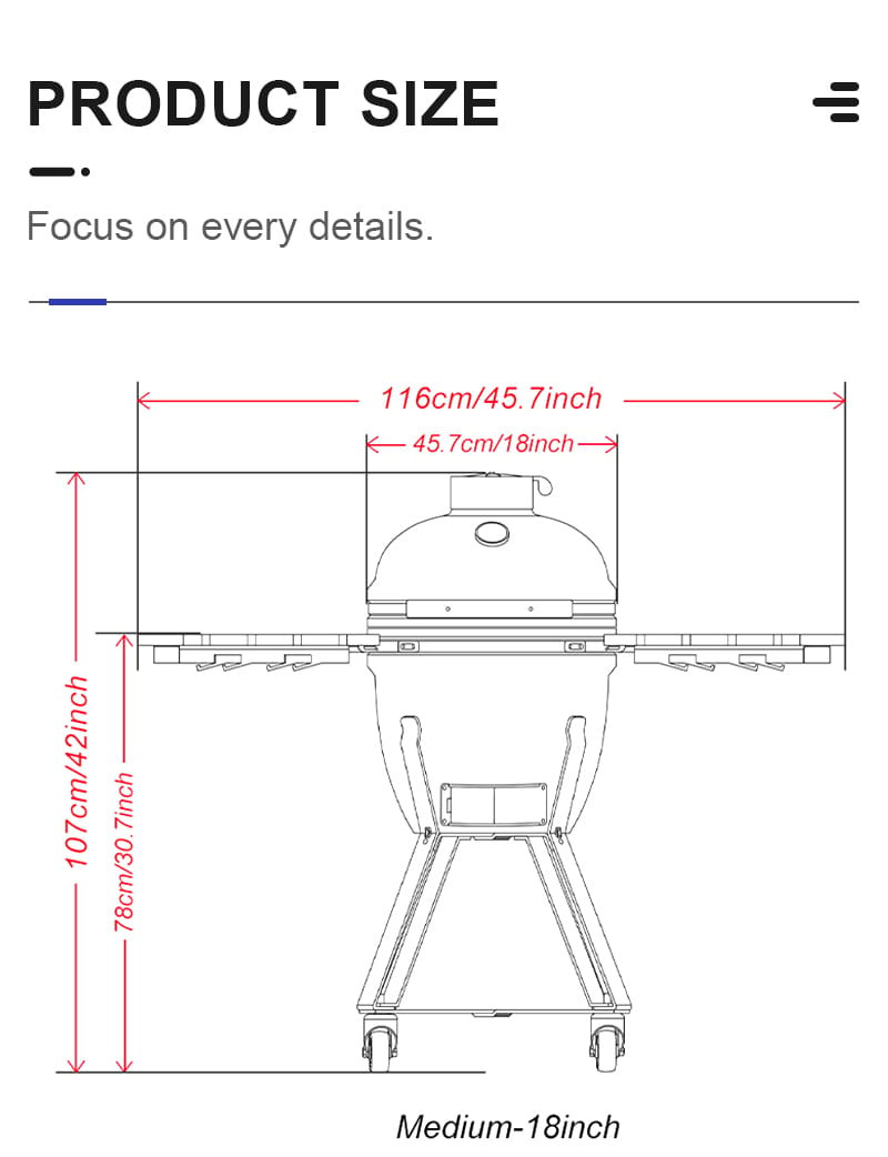 Kamado Grill Medium 18 Inch || كامادو 18 إنش