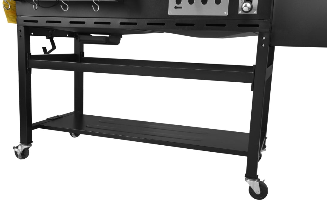 مشوى غاز وفحم 3 شعلات مع مدخنة جانبية وموقد جانبي | 3-Burner Gas & Charcoal Combo Grill with Offset Smoker