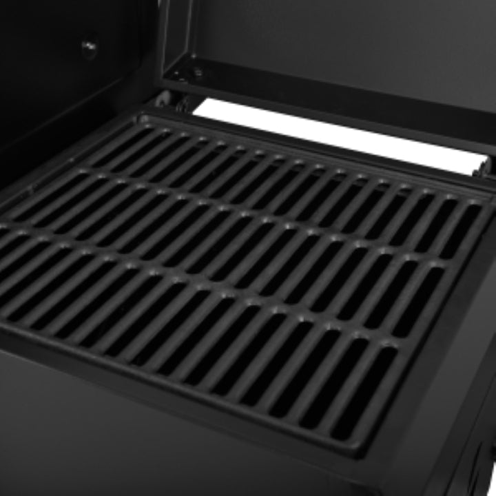 مشوى غاز وفحم 3 شعلات مع مدخنة جانبية وموقد جانبي | 3-Burner Gas & Charcoal Combo Grill with Offset Smoker