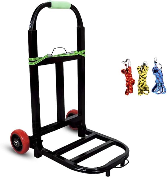 عربة نقل قابلة للطي بقدرة تحميل 100 كغم مع عجلات صامتة وحبال تثبيت - Foldable Hand Trolley 100 kg Capacity