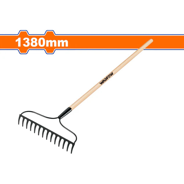 مشط أرض معدني بمقبض خشبي بطول 138 سم - Wadfow Garden Rake 1380mm