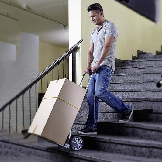 عربة نقل قابلة للطي بقدرة تحميل 100 كغم مع عجلات صامتة وحبال تثبيت - Foldable Hand Trolley 100 kg Capacity