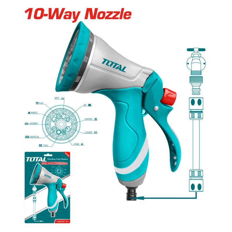 فرد رش ماء معدني 10 حركات معدني من توتال - Total Metal Trigger Nozzle
