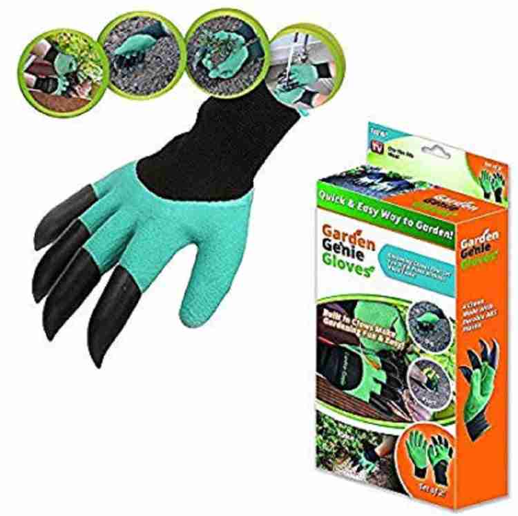 قفازات البستنة للحفر والزراعة مع 4 مخالب بلاستيكية - Garden Genie Gloves for Digging Planting With 4 ABS Plastic Claws Gardening