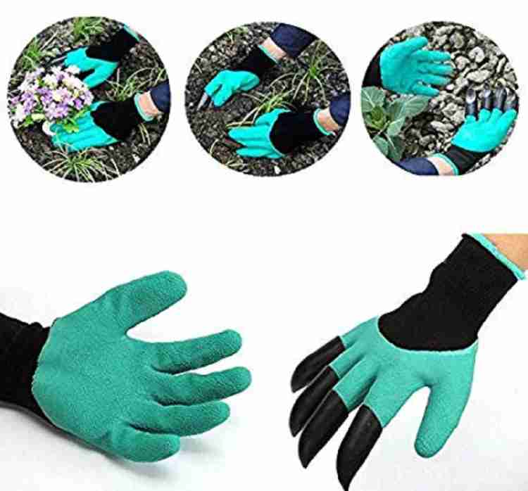 Garden Genie Gloves For Digging Planting With 4 ABS Plastic Claws Gardening -   قفازات البستنة للحفر والزراعه مع 4 مخالب بلاستيكية