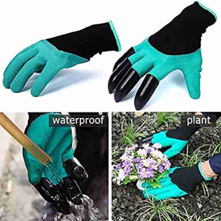 Garden Genie Gloves For Digging Planting With 4 ABS Plastic Claws Gardening -   قفازات البستنة للحفر والزراعه مع 4 مخالب بلاستيكية