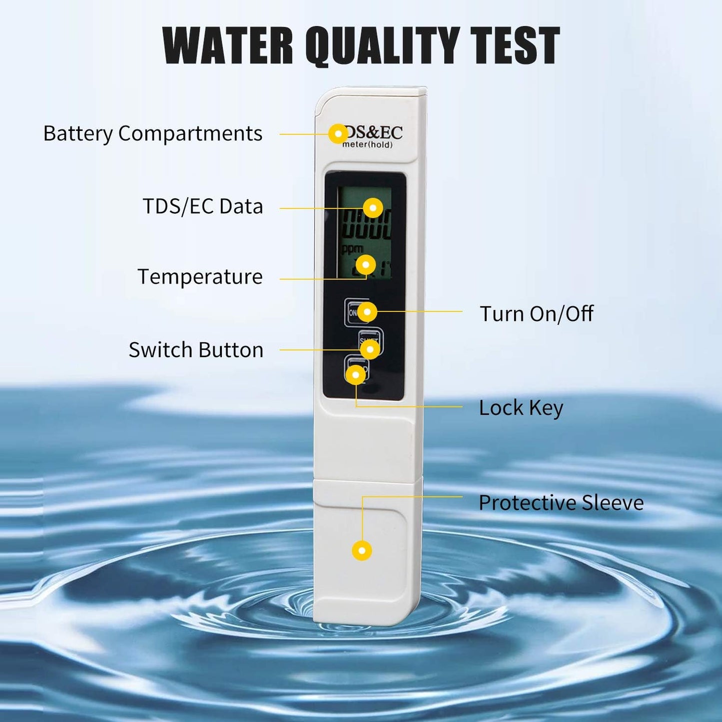 جهاز قياس جودة المياه الرقمي TDS & EC مع قياس الحرارة | Digital TDS EC Temperature Water Quality Meter