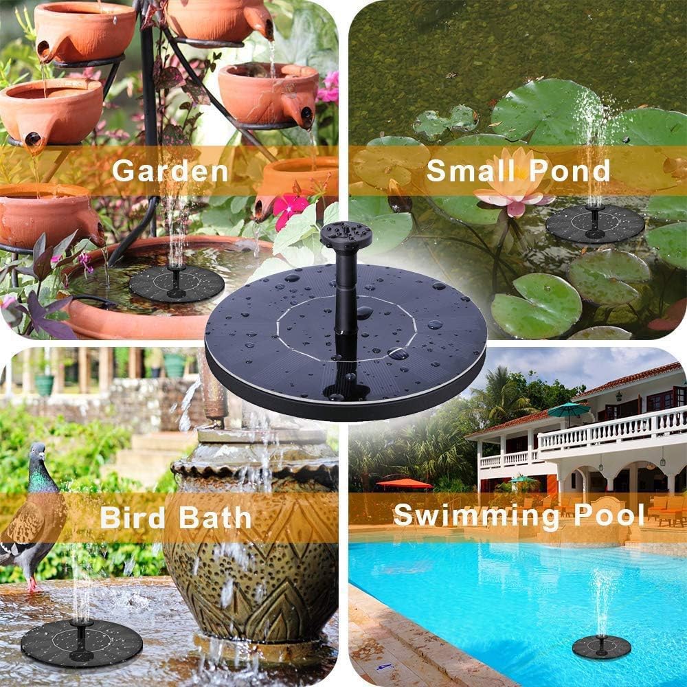 Solar Fountain Water Pump for Bird Bath - نافورة تعمل بالطاقة الشمسية مع إضاءة ليلية مميزة