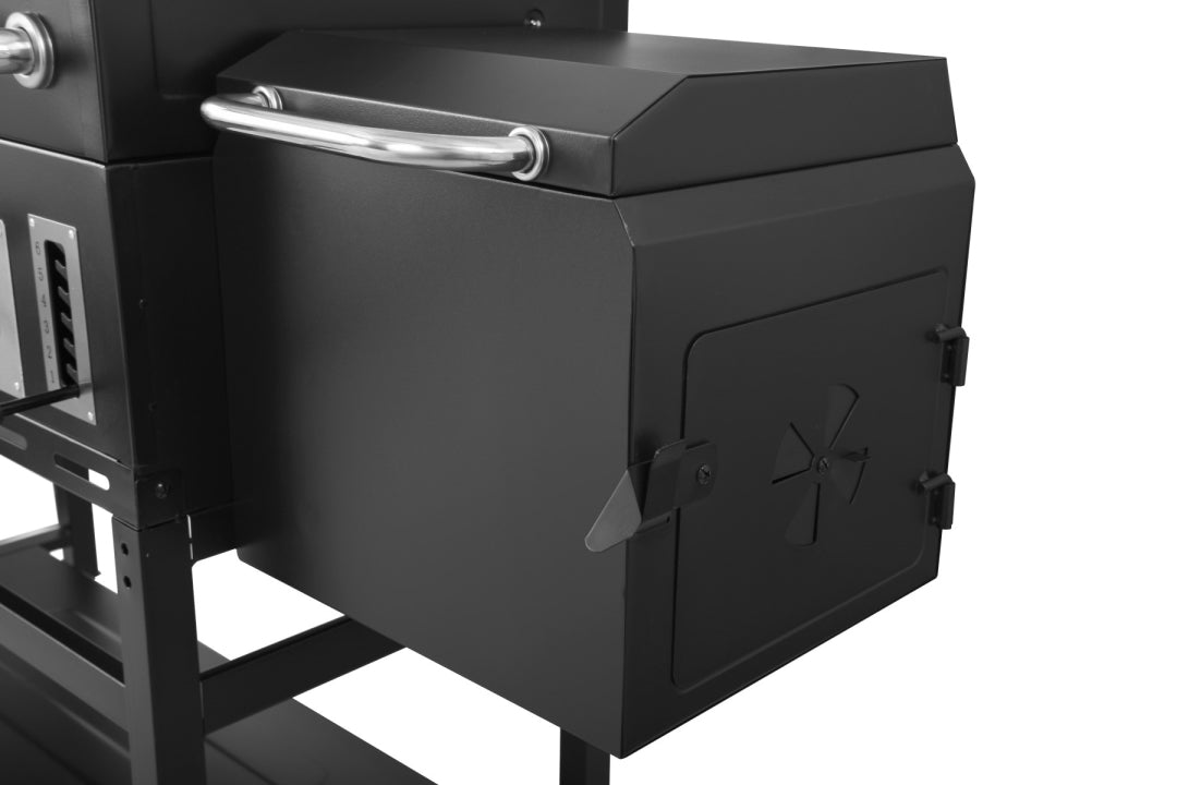 مشوى غاز وفحم 3 شعلات مع مدخنة جانبية وموقد جانبي | 3-Burner Gas & Charcoal Combo Grill with Offset Smoker