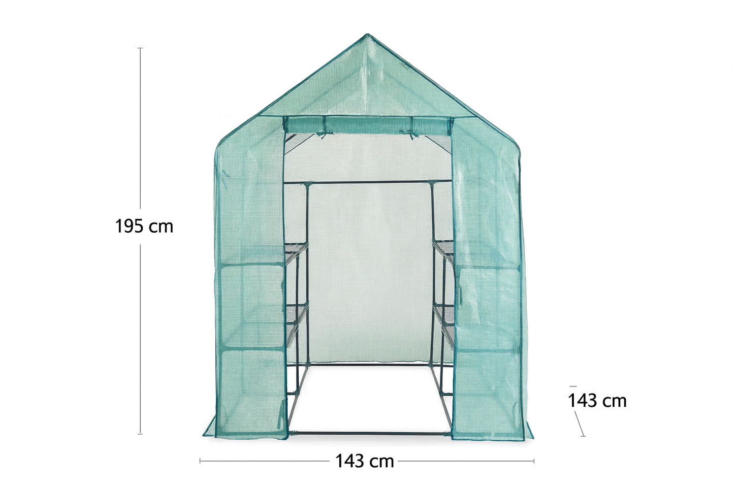 بيت بلاستيكي للحديقة بأربع طبقات مع غطاء مقوى - Greenlife 4-Tier Walk-in Greenhouse with PE Cover