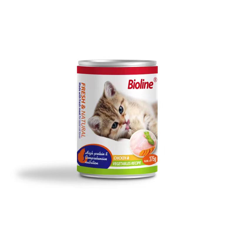 Bioline Cat Can Food Multiple flavours 375gm - معلبات أكل القطط نكهات متعددة بيولاين375 غم