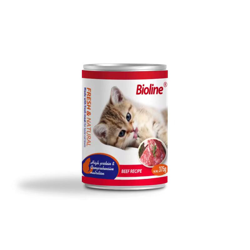 Bioline Cat Can Food Multiple flavours 375gm - معلبات أكل القطط نكهات متعددة بيولاين375 غم