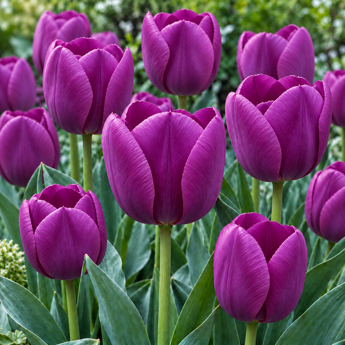 أزهار تيوليب Purple Prince البنفسجية في حوض زهور