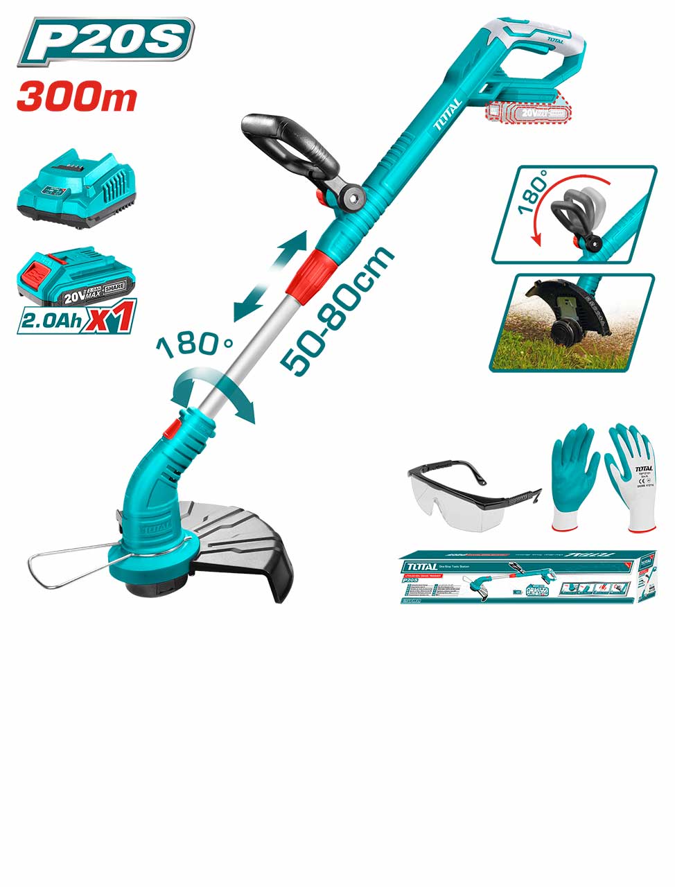 ماكينة قص الحشائش اللاسلكية توتال ببطارية ليثيوم أيون من توتال -Total Lithium-ion Grass Trimmer