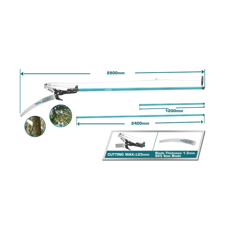 منشار التقليم اليدوي متعدد الاستخدامات توتال بطول280 سم - Total Extendable Pole Saw & Pruner 280cm
