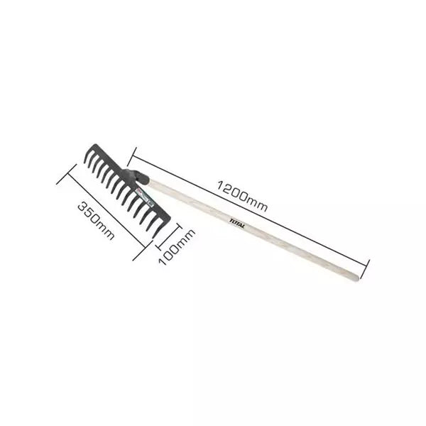 مشط ارض حديدي مع عصا خشب من توتال - Total Garden Rake Gravel with Wooden Handle