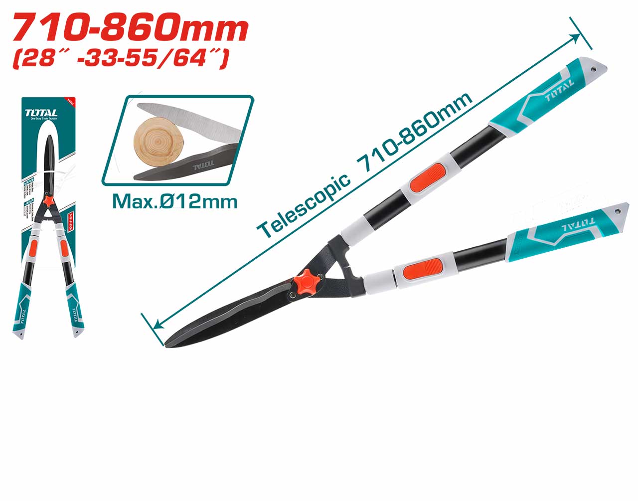 Total Telescopic Hedge Shear - مقص سياج توتال تلسكوبي قابل لتعديل الطول