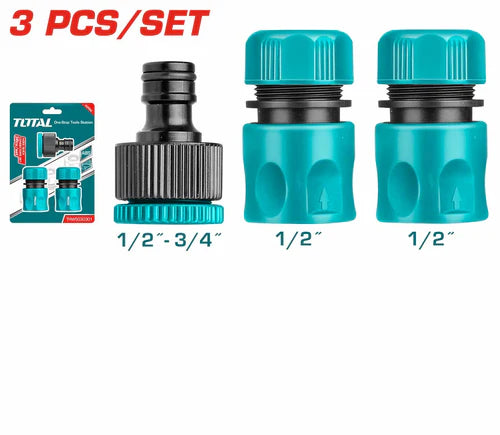 طقم كوبلينج زراعي 3 قطع من توتال 1/2 انش - Total 3 Pcs Hose Quick Connectors set 1/2 In
