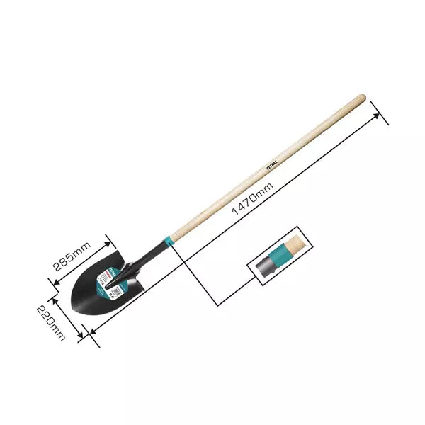كريك مثلث مع عصا طويلة خشب من توتال - Total Garden Steel Shovel with long Wooden Handle