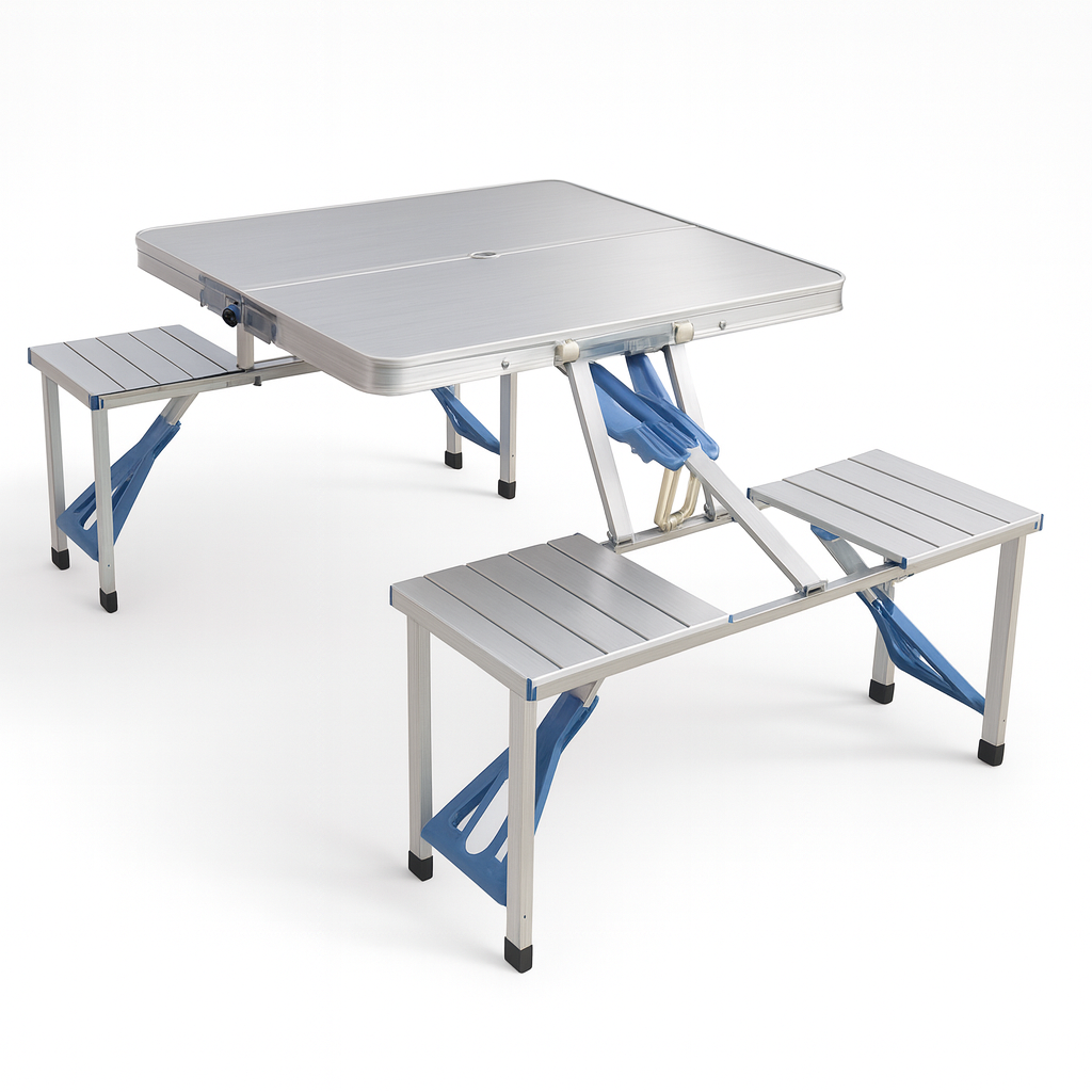 طقم طاولة وكراسي رحلات قابلة للطي من الألومنيوم - Portable Folding Picnic Table Set