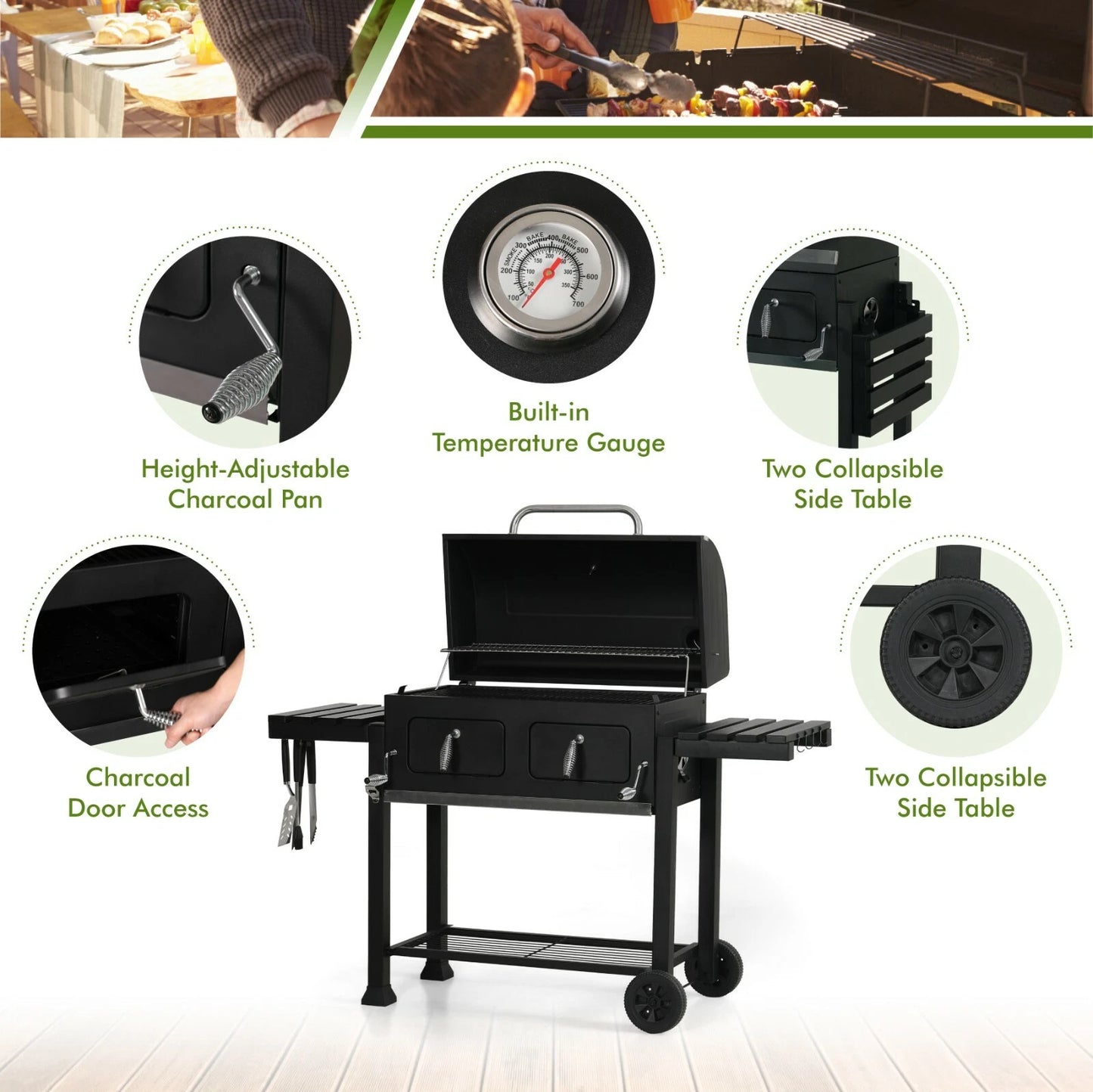 مشوى فحم كبيرة متعددة المستويات Heavy-Duty Oversize Charcoal Grill