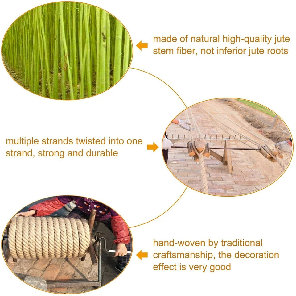 حبال جوت طبيعية متعددة المقاسات - Natural Jute Ropes 100m