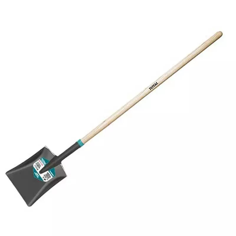 كريك مربع مع عصا طويلة خشب من توتال - Total Garden Steel Shovel with long Wooden Handle