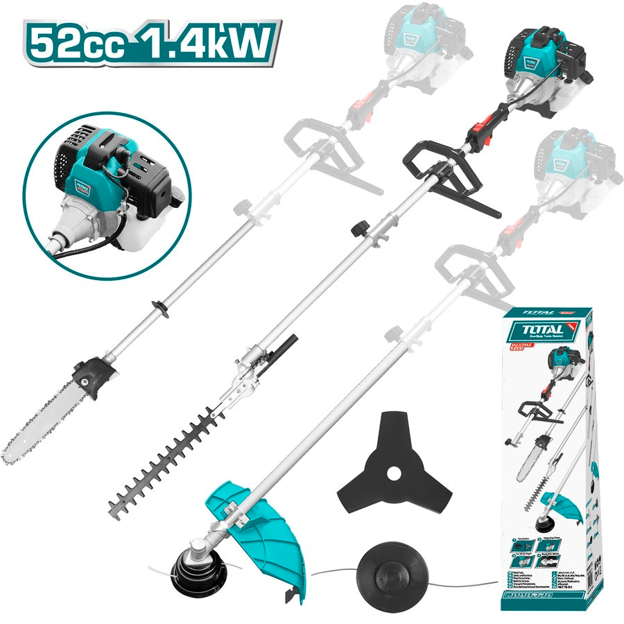 أداة حدائق بنزين 4 في 1 لقص الأعشاب وتشذيب الأسيجة Total 52cc | Total 4-in-1 Gasoline Multi Tool 52cc