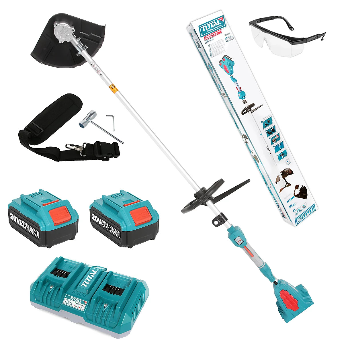 Total Li-Ion 40V String Trimmer & Brush Cutter (with 2 Batteries & Charger) - ماكينة تشذيب الأعشاب وقطع الشجيرات اللاسلكية توتال